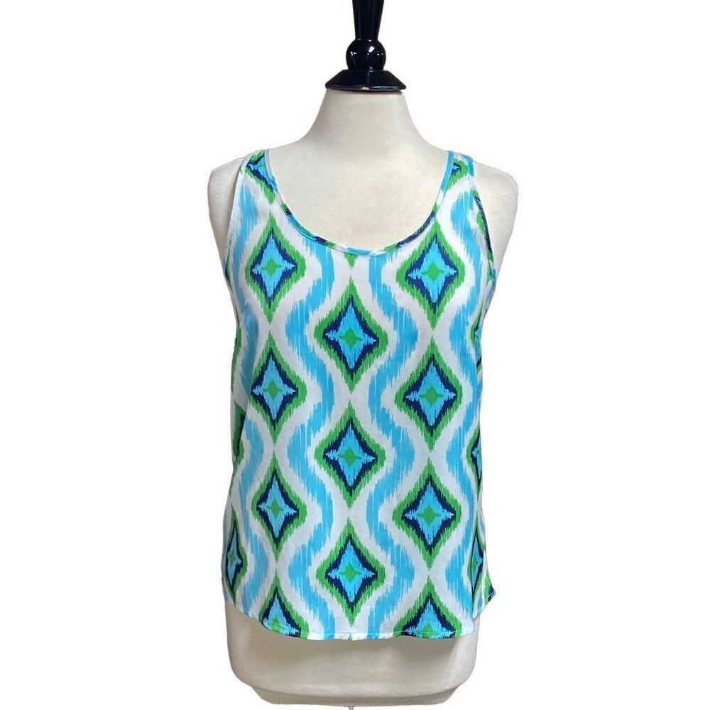 Macbeth Collection by Margaret Josephs Teal Blue & Green Tank Top Size Medium